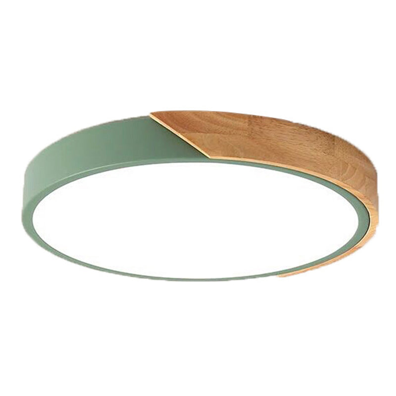 Macaron Ceiling Light Nordic Modern Minimalist Round Bedroom Study Living Room Ultra-thin Wooden Energy-saving Lighting