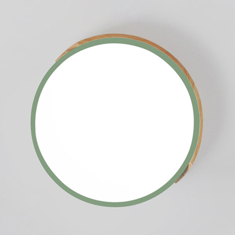 Macaron Ceiling Light Nordic Modern Minimalist Round Bedroom Study Living Room Ultra-thin Wooden Energy-saving Lighting