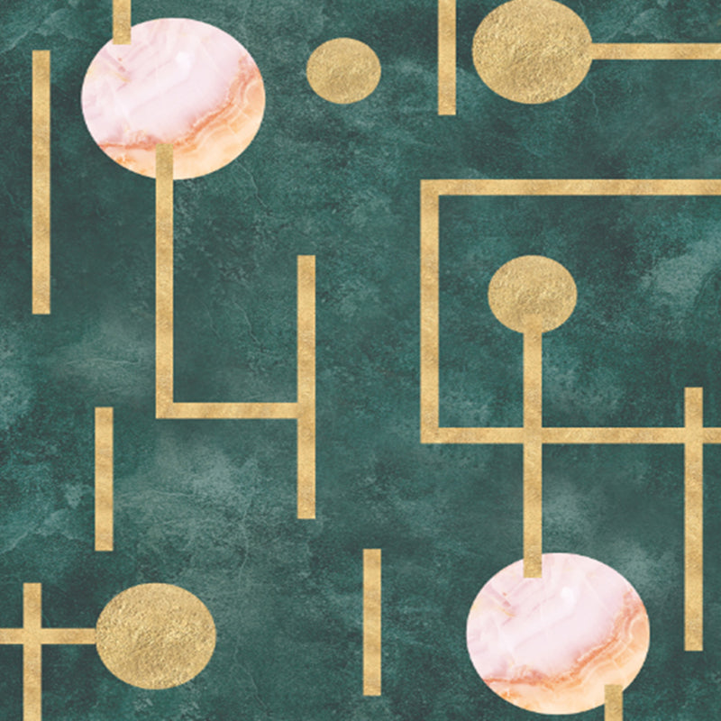 Groene toon geometrische lijnen print tapijt polyester eenvoudig tapijt tapijt niet-slip achterste binnen tapijt voor woonkamer