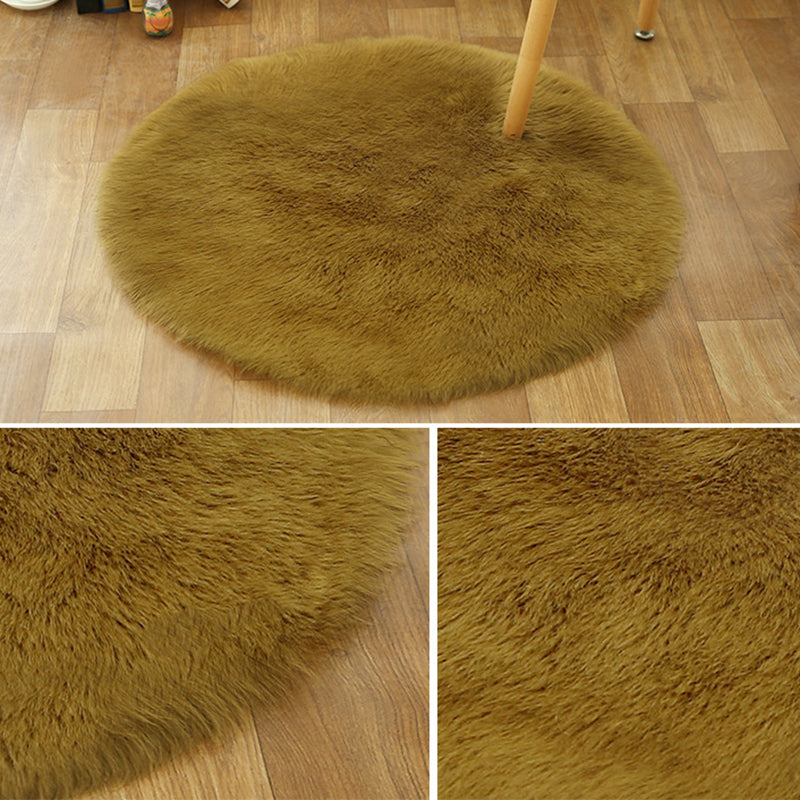 Minimalist Solid Round Area Rug Comfort Modern Shag Area Carpet Polypropylene Friendly Washable Indoor Carpet for Home Decor