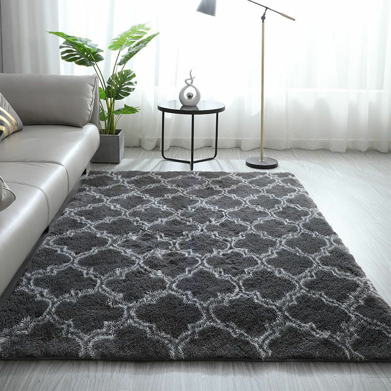Mehrfarbiger, moderner Shag-Teppich, bequem, lässig, rechteckiger Teppich, Polyester, rutschfeste Unterseite, Innenteppich für Heimdekoration