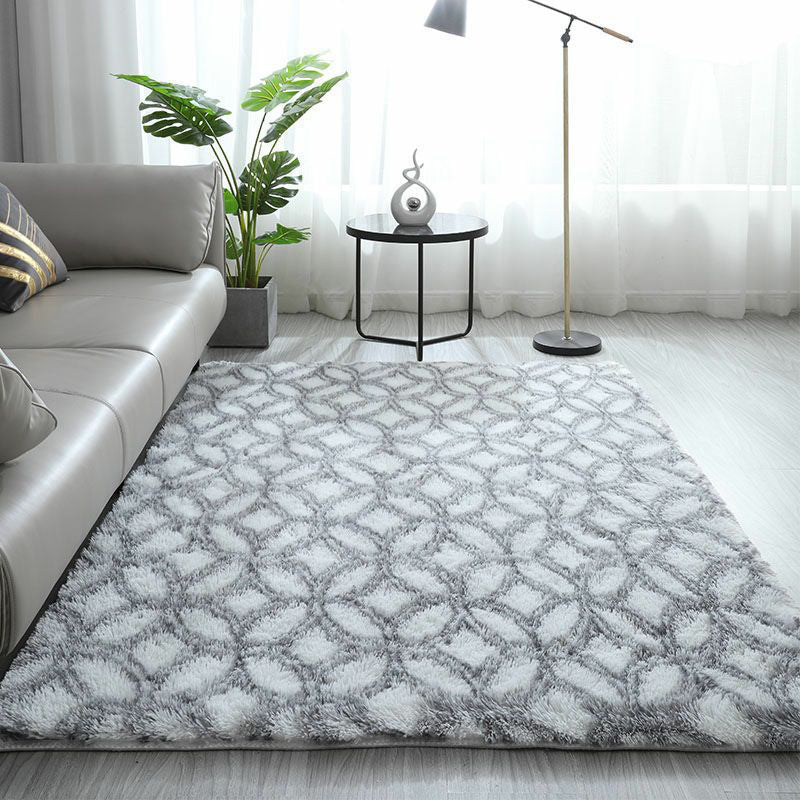 Mehrfarbiger, moderner Shag-Teppich, bequem, lässig, rechteckiger Teppich, Polyester, rutschfeste Unterseite, Innenteppich für Heimdekoration