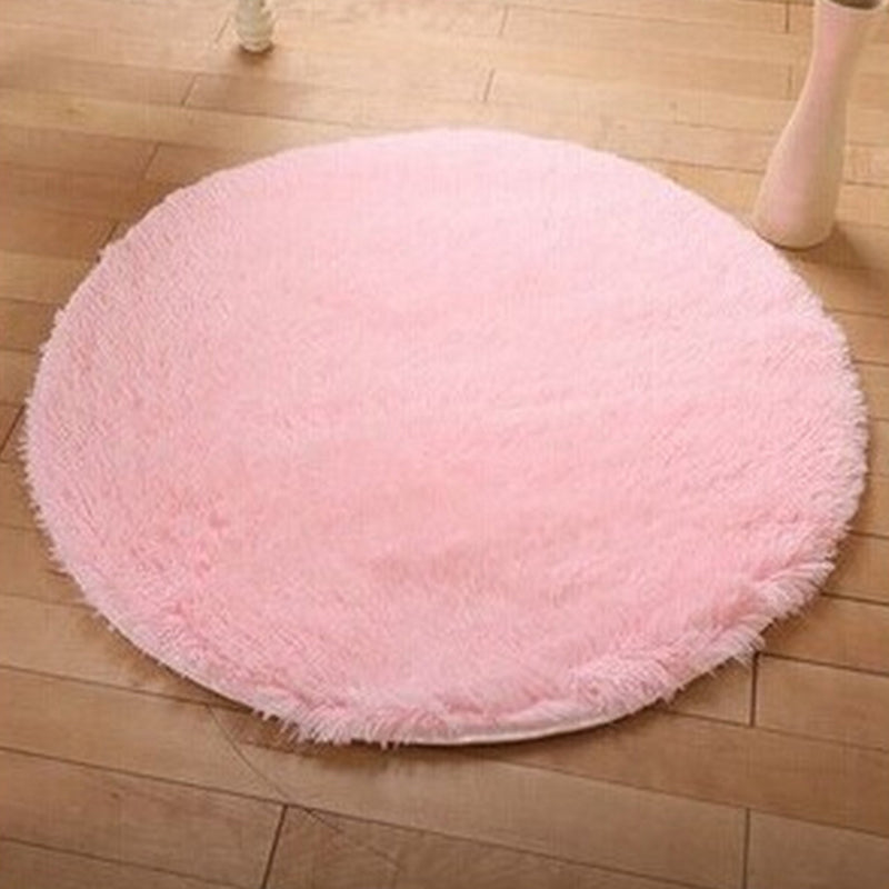 Minimalist Solid Round Indoor Rug Comfort Modern Shag Area Carpet Polyester Anti-Slip Backing Area Rug for Living Room