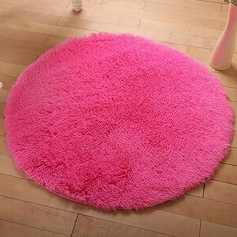 Minimalist Solid Round Indoor Rug Comfort Modern Shag Area Carpet Polyester Anti-Slip Backing Area Rug for Living Room