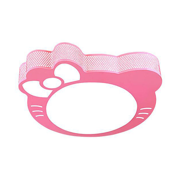 Plafonnier LED en forme de chaton avec nœud, plafonnier en métal acrylique de dessin animé rose pour chambre de filles