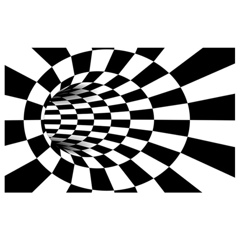 Contemporary 3D Checkerboard Print Rug Color Mixed Polyester Area Carpet Non-Slip Backing Rug for Living Room