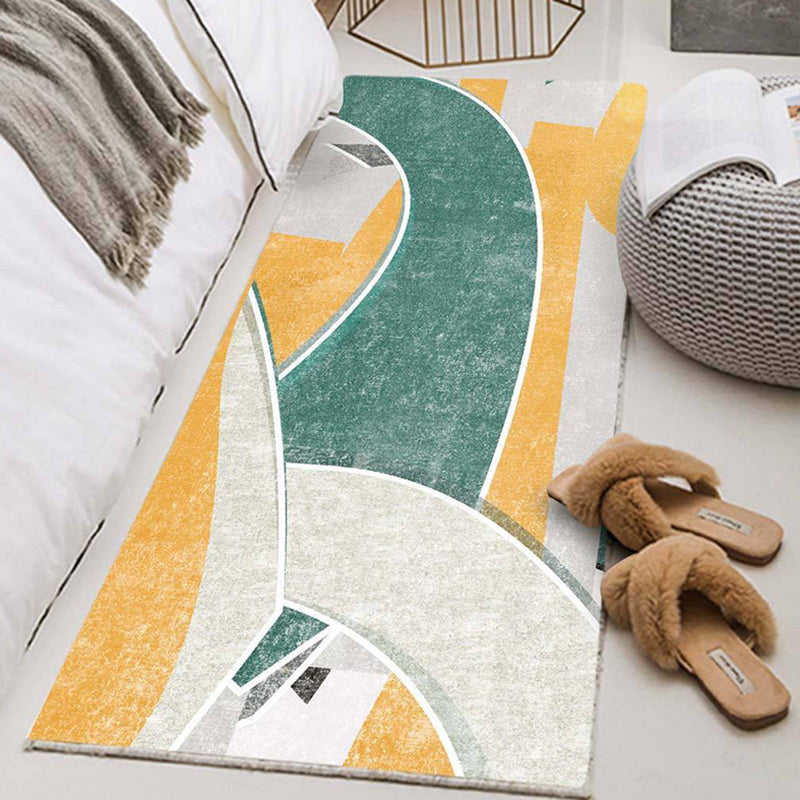 Kreative abstrakte Kunst Indoor Teppich weiß getünschtes Farbblockbereich Teppichpolyester Anti-Rutsch-Rückschlag Teppich für die Heimdekoration