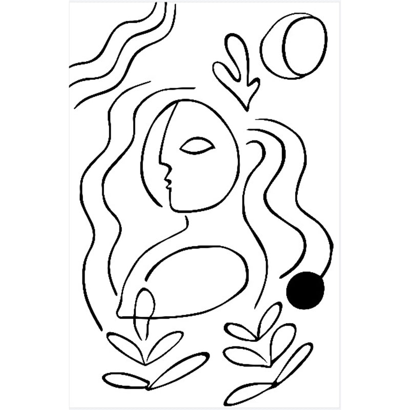 White Tone Modern Rug Polyester Carpet Abstract Lines Indoor Rug Non-Slip Backing for Living Room