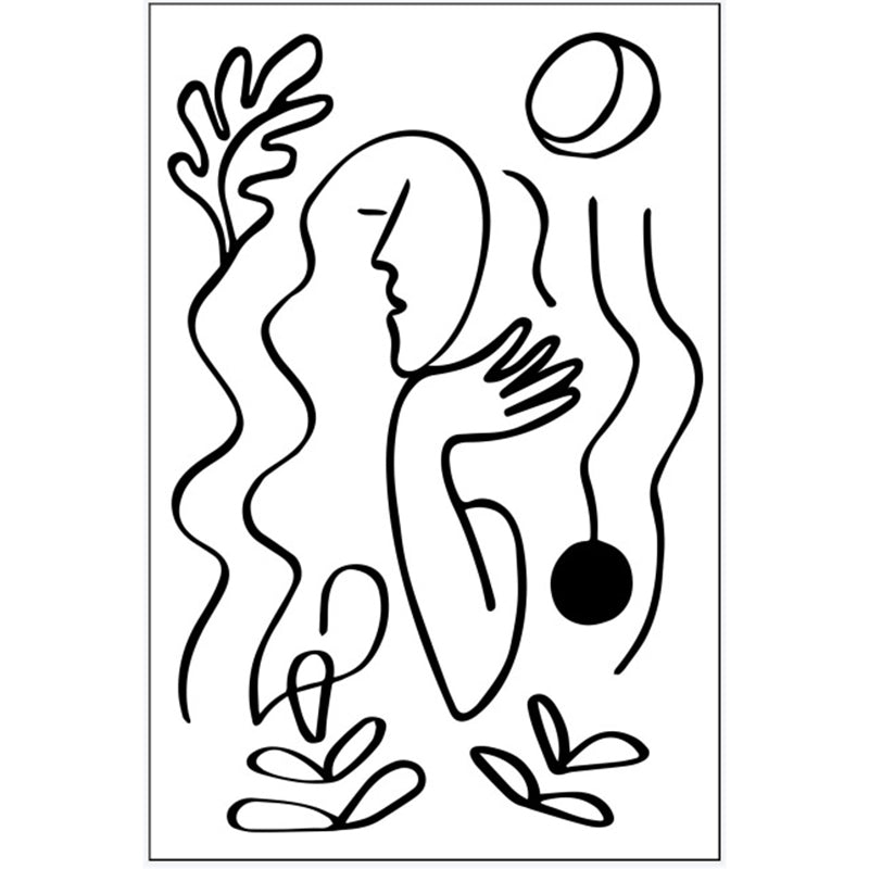 White Tone Modern Rug Polyester Carpet Abstract Lines Indoor Rug Non-Slip Backing for Living Room