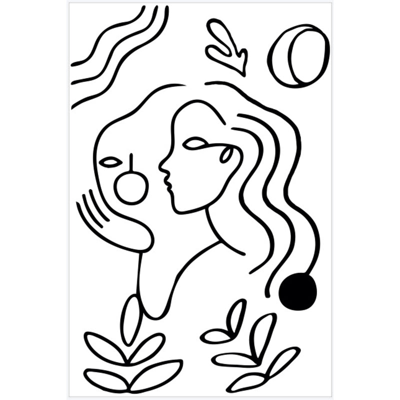 White Tone Modern Rug Polyester Carpet Abstract Lines Indoor Rug Non-Slip Backing for Living Room