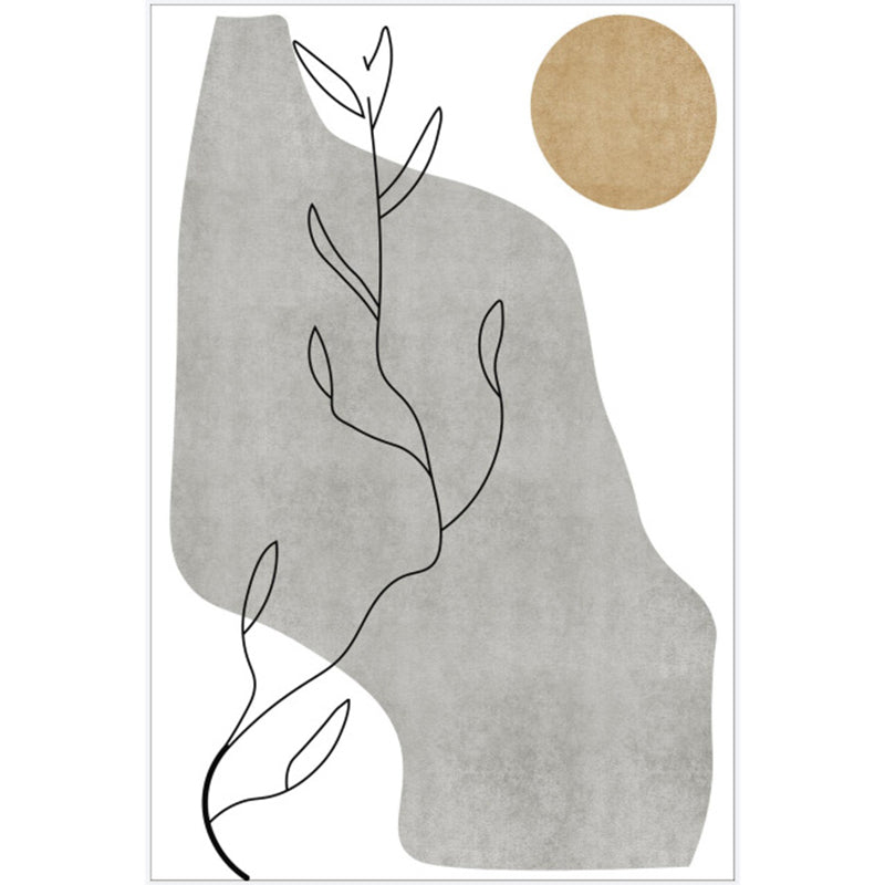 White Tone Modern Rug Polyester Carpet Abstract Lines Indoor Rug Non-Slip Backing for Living Room