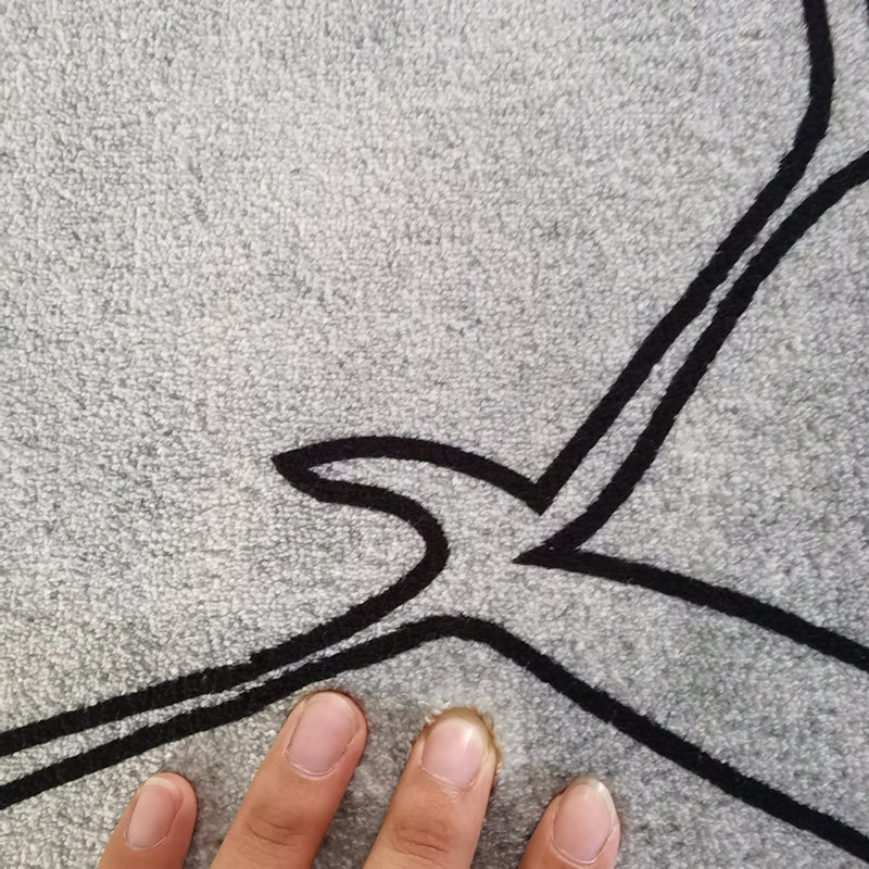 White Tone Modern Rug Polyester Carpet Abstract Lines Indoor Rug Non-Slip Backing for Living Room