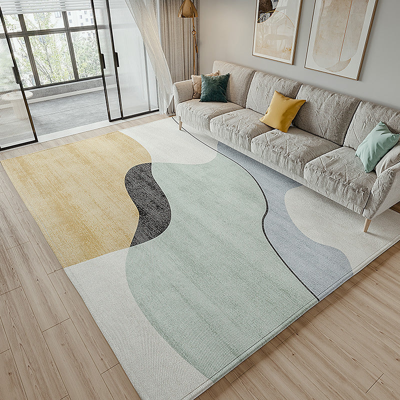Apricot Tone Casual Area Carpet Polyester Color Block Indoor Rug Anti-Slip Backing Carpet for Living Room