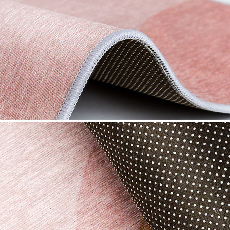 Apricot Tone Casual Area Carpet Polyester Color Block Indoor Rug Anti-Slip Backing Carpet for Living Room