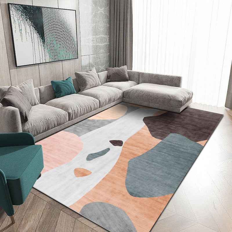 Multicolor Modern Area Carpet Polyester Irregular Color Block Print Indoor Rug Easy Care Carpet for Living Room
