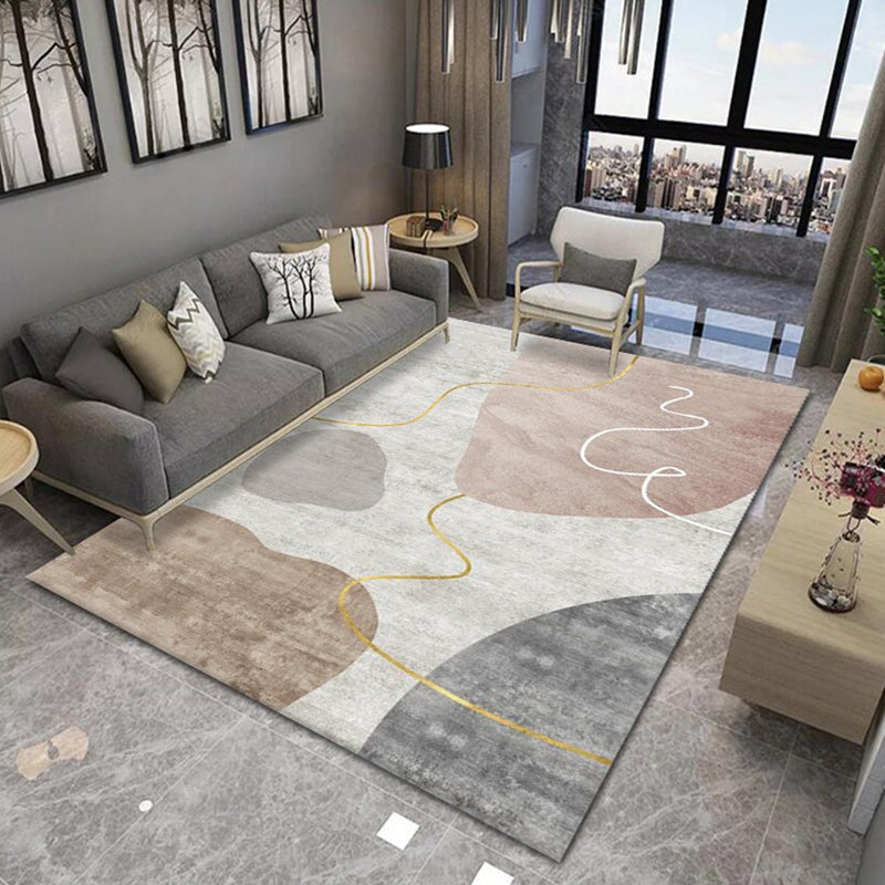 White Tone Home Decoration Carpet Simple Color Block Printed Area Rug Polyester with Non-Slip Backing Rug