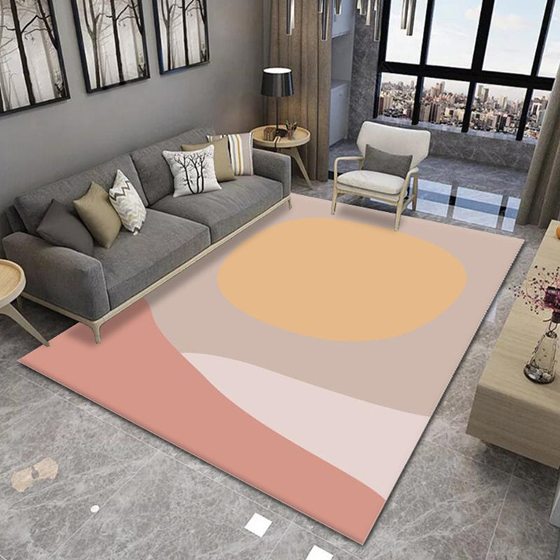 White Tone Home Decoration Carpet Simple Color Block Printed Area Rug Polyester with Non-Slip Backing Rug