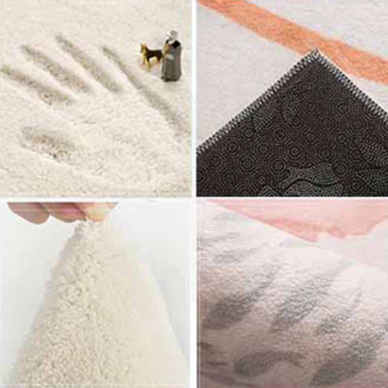 White Tone Home Decoration Carpet Simple Color Block Printed Area Rug Polyester with Non-Slip Backing Rug