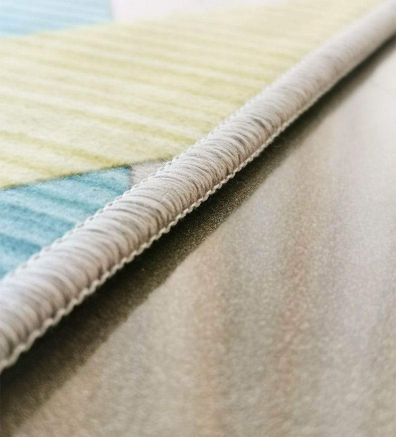 Aprikosenfarbener moderner Innenteppich aus Polyester mit unregelmäßigem Farbblockdruck, pflegeleichter Teppich für die Heimdekoration