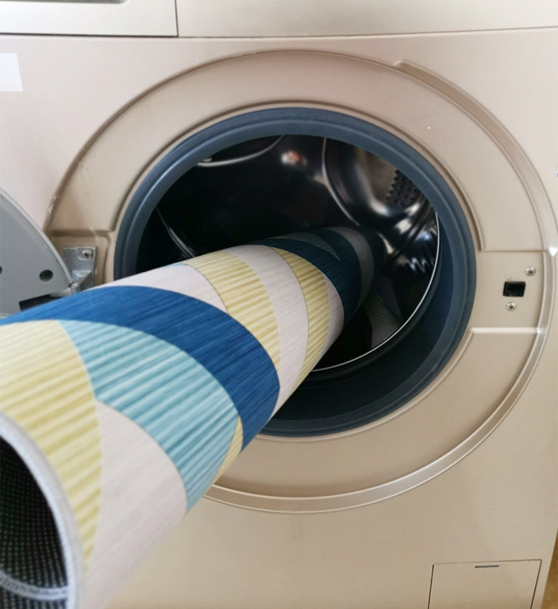 Aprikosenfarbener moderner Innenteppich aus Polyester mit unregelmäßigem Farbblockdruck, pflegeleichter Teppich für die Heimdekoration