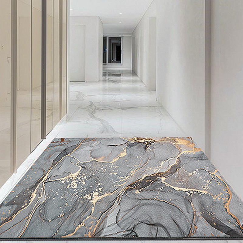 Color Mixed Simplicity Area Carpet Polyester Marbling Print Indoor Rug Anti-Slip Backing Carpet for Living Room