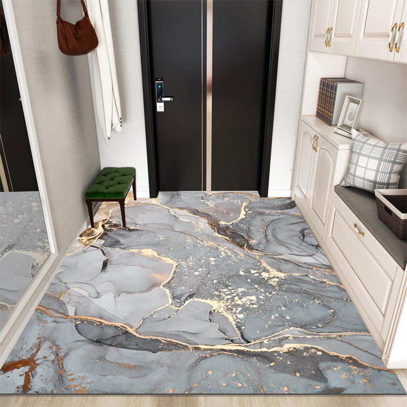 Color Mixed Simplicity Area Carpet Polyester Marbling Print Indoor Rug Anti-Slip Backing Carpet for Living Room