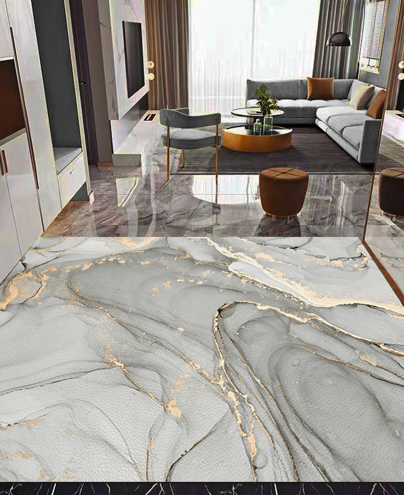 Color Mixed Simplicity Area Carpet Polyester Marbling Print Indoor Rug Anti-Slip Backing Carpet for Living Room