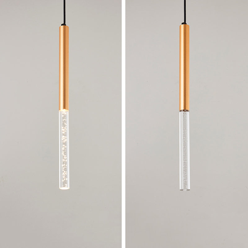 Lámpara colgante de LED acrílico de burbujas de aire 23.6 "H Minimalismo Nórdico Estilo Cilíndrico Luz colgante para comedor