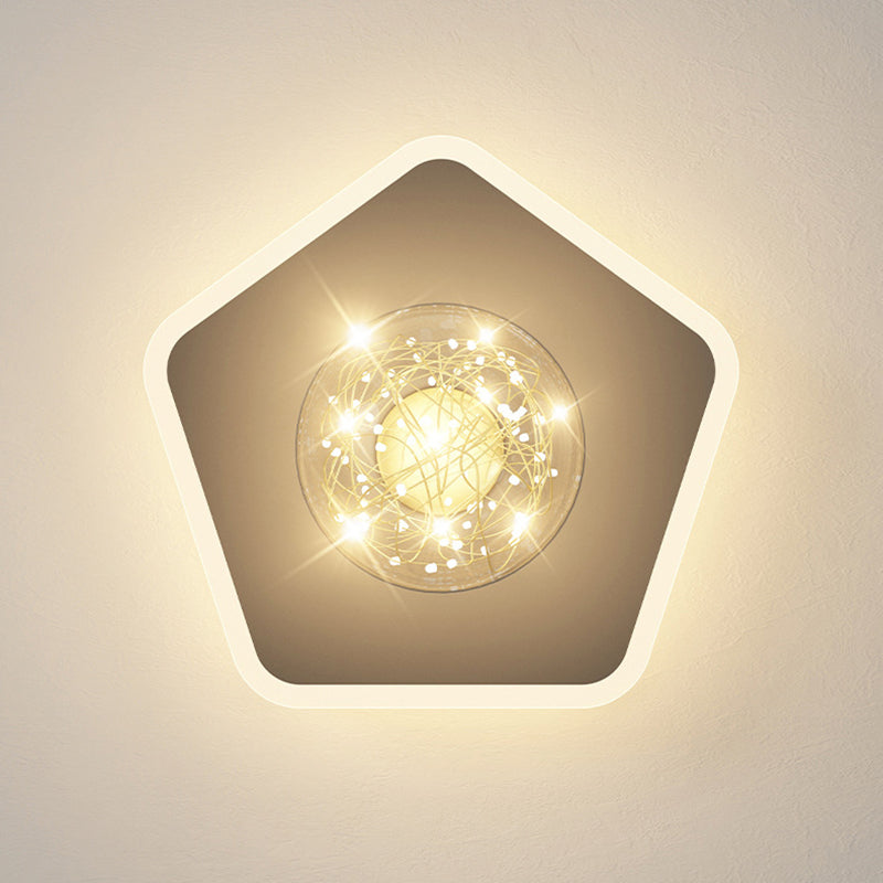 Stylish Modern Flush Mount Lamp Black Starry Ceiling Fixture with Ball Glass Shade for Hallway