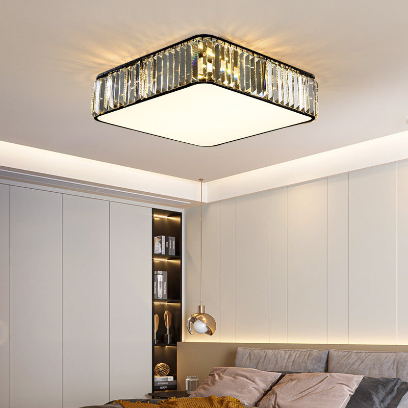 Plafonnier LED carré en cristal, plafonnier en fer forgé de Style concis et moderne pour le salon