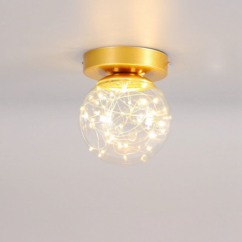 Luz de color de estrellado con forma de bola de cristal transparente LED de cristal del pasillo de cristal montado luz