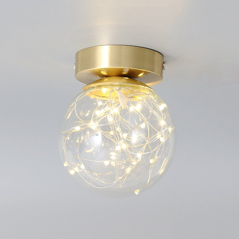 Luz de color de estrellado con forma de bola de cristal transparente LED de cristal del pasillo de cristal montado luz