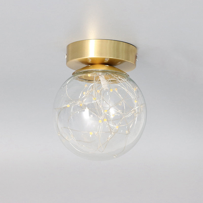 Luz de color de estrellado con forma de bola de cristal transparente LED de cristal del pasillo de cristal montado luz