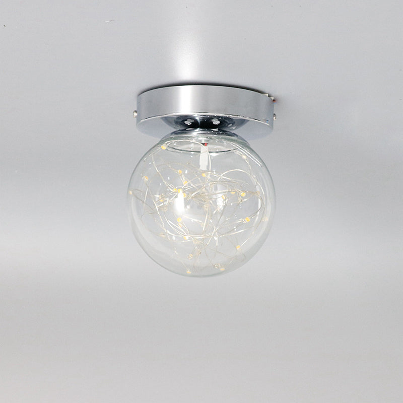 Plafonnier LED en forme de boule étoilée, luminaire décoratif de plafond, pour allée en verre transparent, simplicité