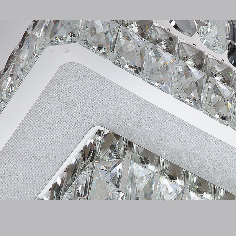 Plafonnier LED en cristal à deux niveaux, montage encastré en acier inoxydable, Style de luxe moderne, pour salon