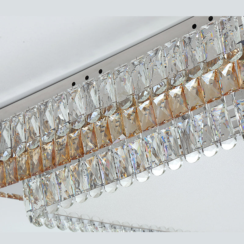 Plafonnier LED en cristal à deux niveaux, montage encastré en acier inoxydable, Style de luxe moderne, pour salon