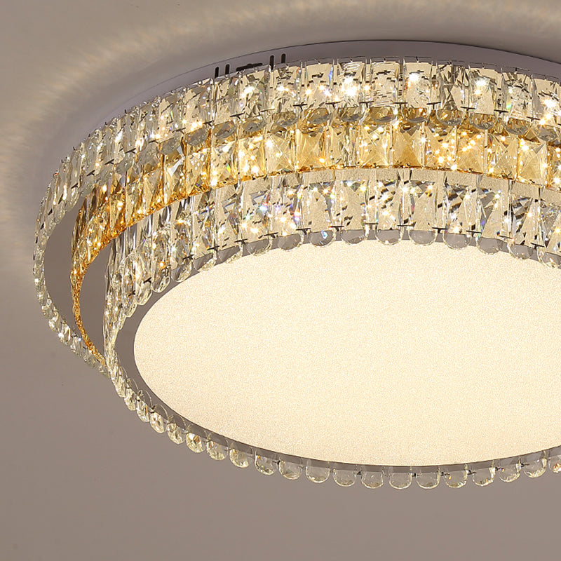 Plafonnier LED en cristal à deux niveaux, montage encastré en acier inoxydable, Style de luxe moderne, pour salon