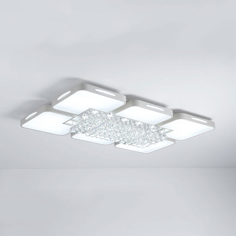Geometría blanca LED semiincrustado estilo moderno y de lujo lámpara de techo interior de cristal, con pantalla de acrílico