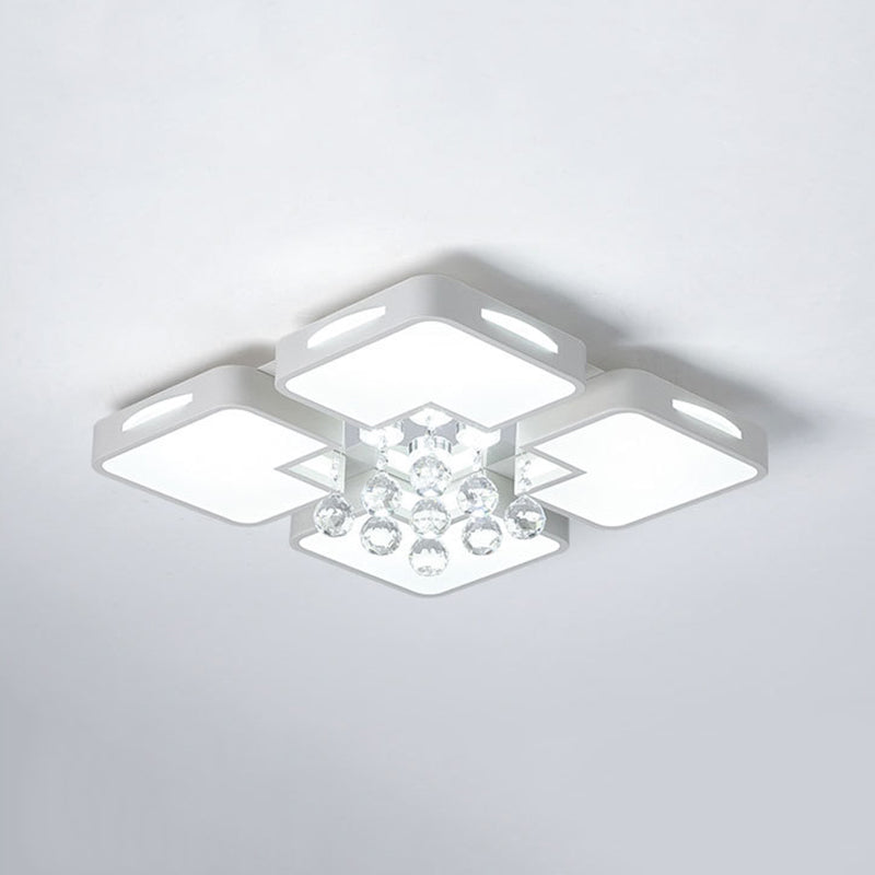 Geometría blanca LED semiincrustado estilo moderno y de lujo lámpara de techo interior de cristal, con pantalla de acrílico