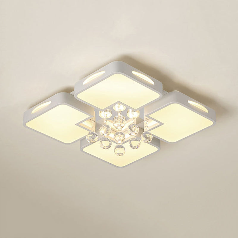 Geometría blanca LED semiincrustado estilo moderno y de lujo lámpara de techo interior de cristal, con pantalla de acrílico