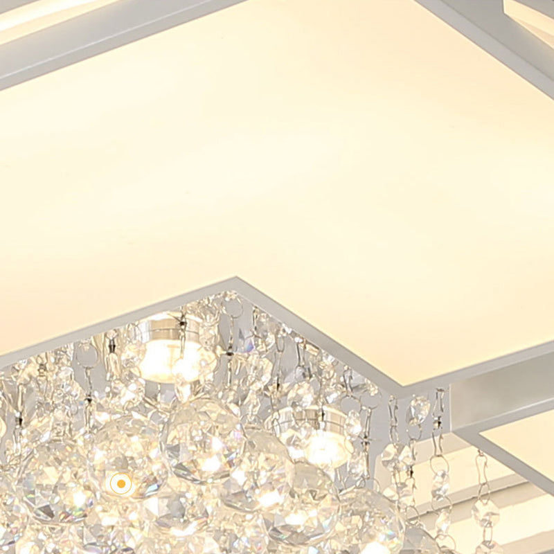 Geometría blanca LED semiincrustado estilo moderno y de lujo lámpara de techo interior de cristal, con pantalla de acrílico