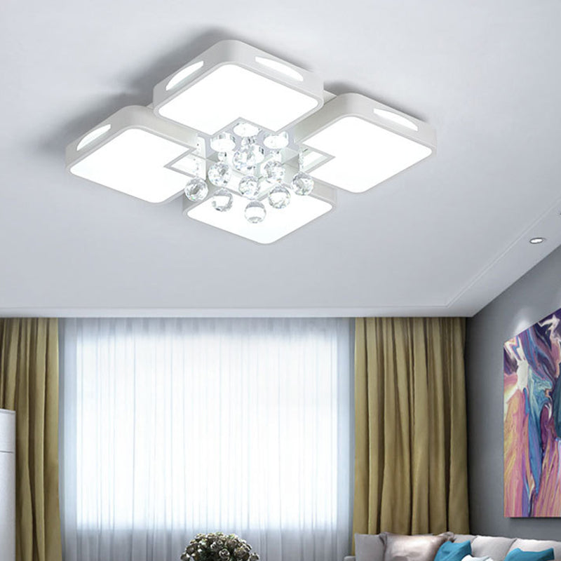 Geometría blanca LED semiincrustado estilo moderno y de lujo lámpara de techo interior de cristal, con pantalla de acrílico