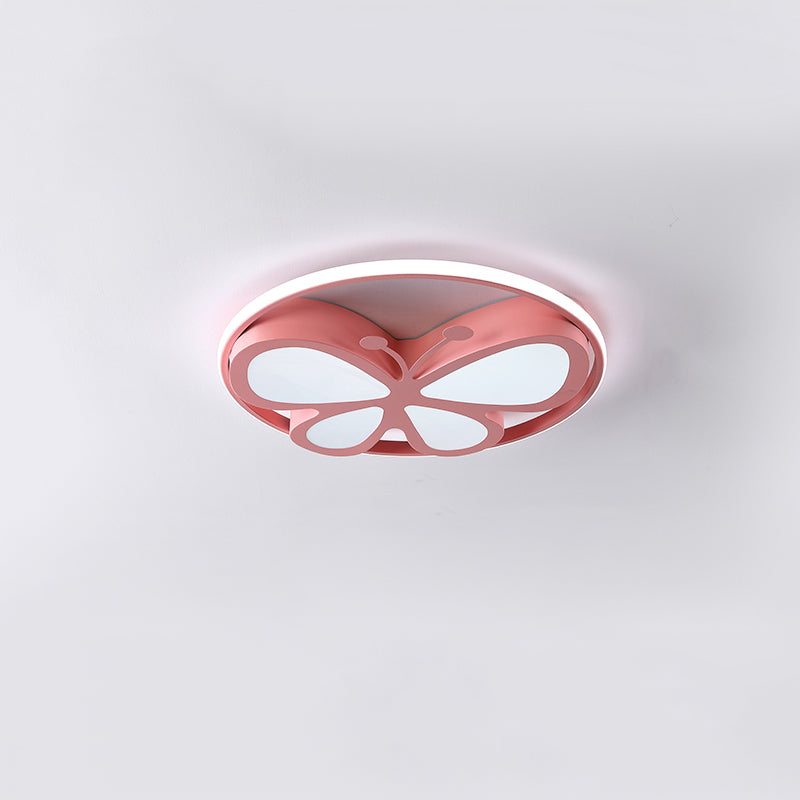 Chambre d'enfant Plafonnier Lumière Fille Chambre Maternelle Allée Olphin Papillon Dessin Animé Mignon Créatif Rose Lampes de Protection des Yeux