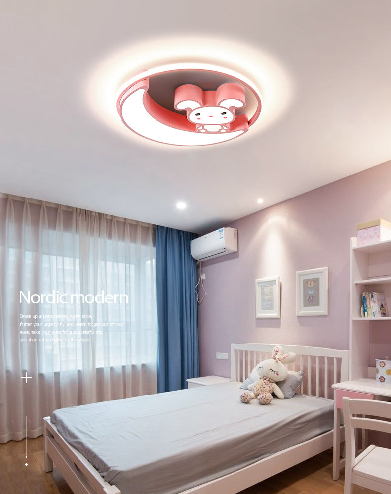 Chambre d'enfant Plafonnier Lumière Fille Chambre Maternelle Allée Olphin Papillon Dessin Animé Mignon Créatif Rose Lampes de Protection des Yeux