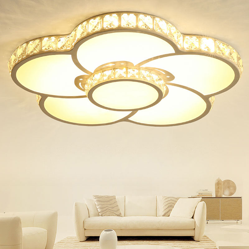 Vaporisateur à LED Floriated Crystal Flush Mount in Modern Creative Style Acrylic Ceiling Light for Bedroom