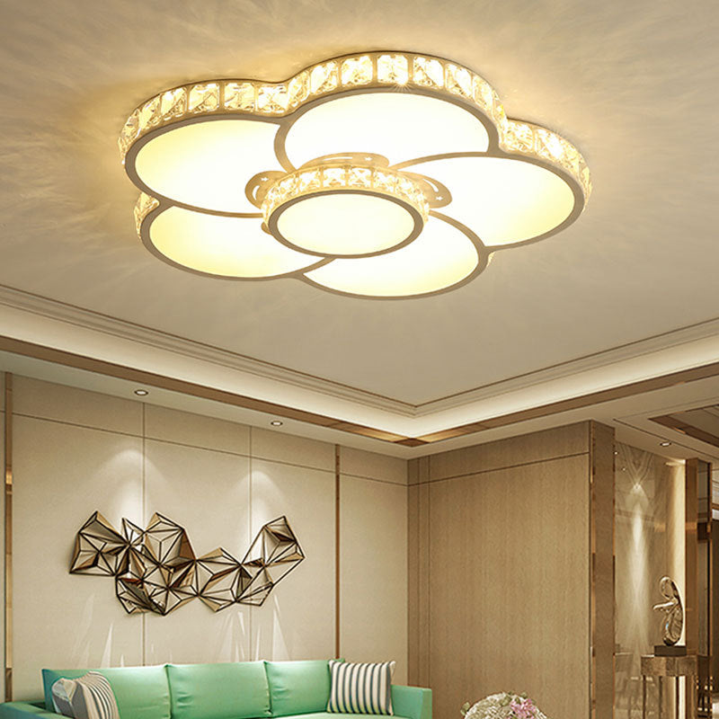 Vaporisateur à LED Floriated Crystal Flush Mount in Modern Creative Style Acrylic Ceiling Light for Bedroom