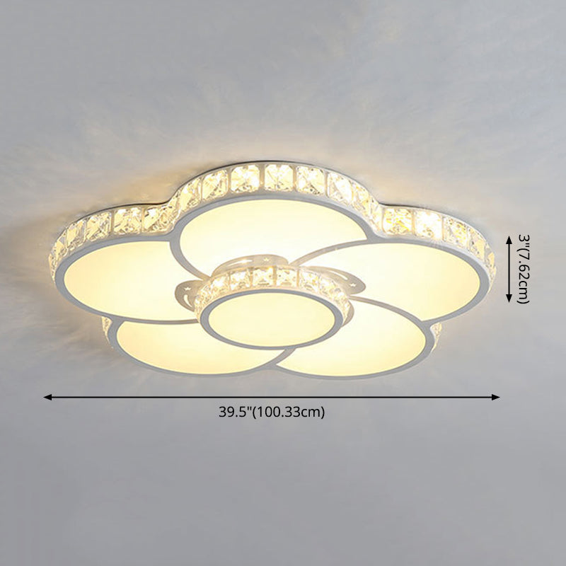 Vaporisateur à LED Floriated Crystal Flush Mount in Modern Creative Style Acrylic Ceiling Light for Bedroom