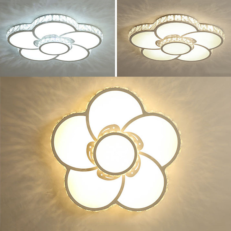 Vaporisateur à LED Floriated Crystal Flush Mount in Modern Creative Style Acrylic Ceiling Light for Bedroom