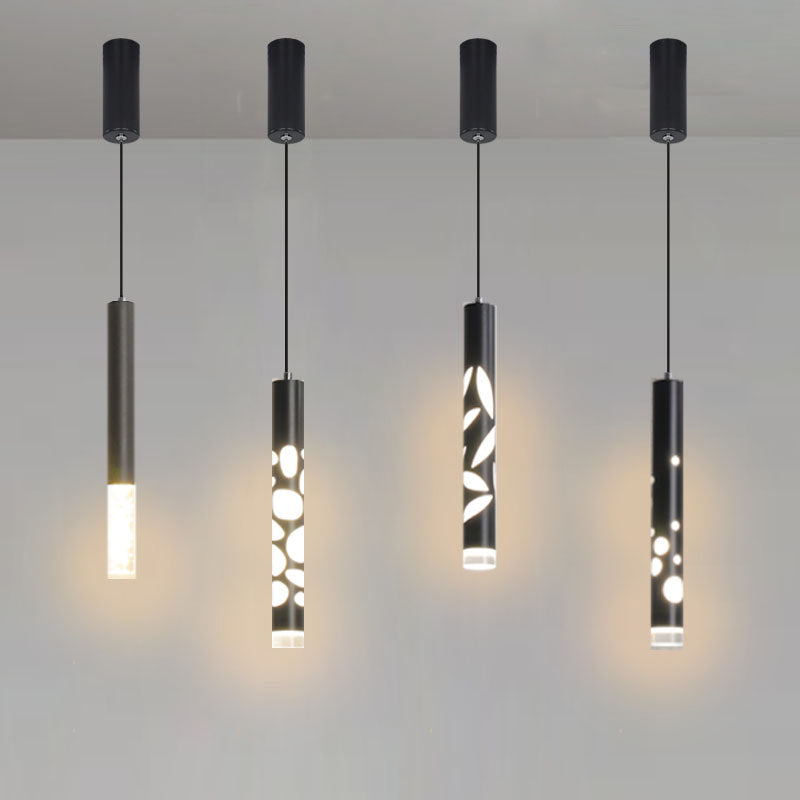 Sospensione cilindrica Sospensione Lampada Acrilico Modernista a LED in nero