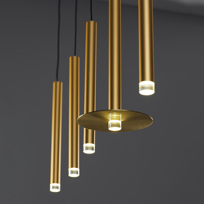Gouden afwerking lineaire ophanging licht postmodern 1 lamp metalen hanger voor eetkamer